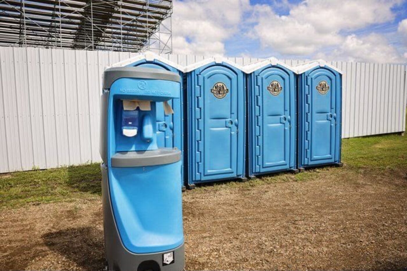 Interior of a deluxe flushable portable restroom unit
