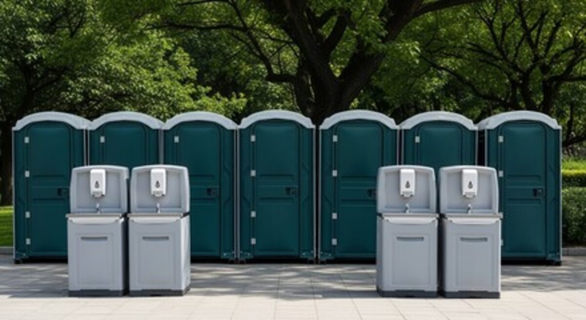 Hand washing station units at an outdoor jobsite